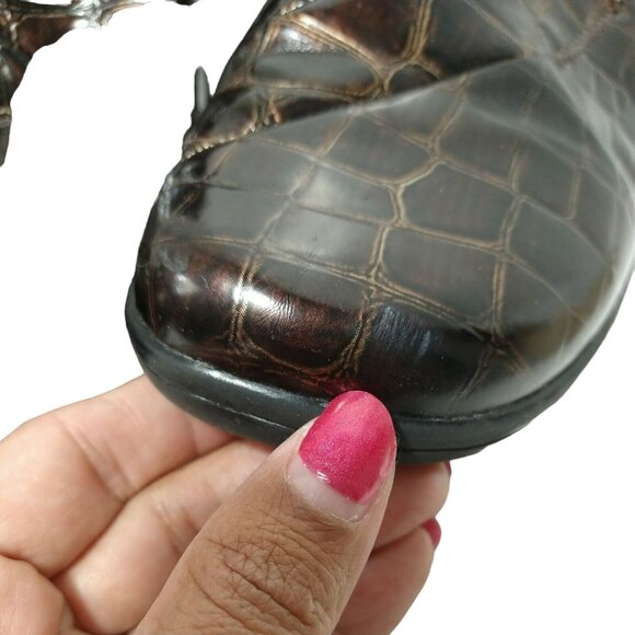 Clarks Bendables Brown Croc Print Slip-on Shoes Women Size 9.5 M Faux Leather - Picture 11 of 11